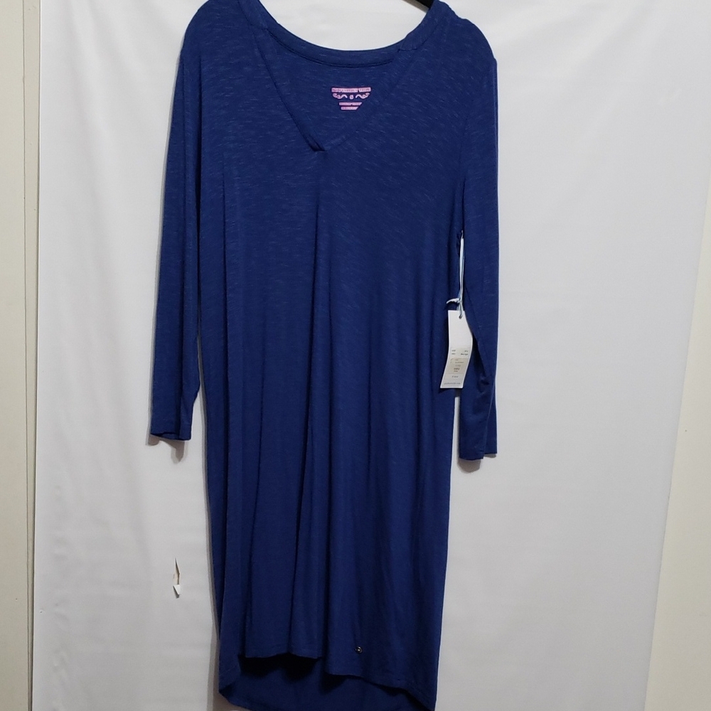 Southern Tide Blue Midnight Elegant Comfy Blue Women's V-‎ Neck Pleat Back Dress
